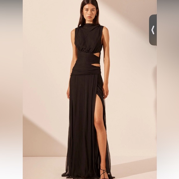 NWT Shona Joy Claude Cut Out Side Split Maxi Dress - Black